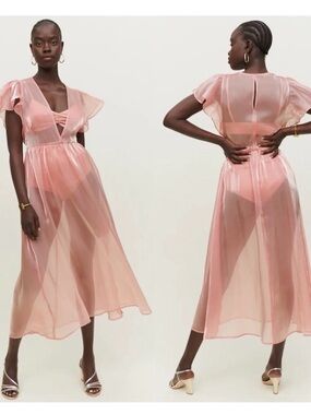 Reformation NWT Glory Sheer Organza Midi Dress In Ballerina Pink